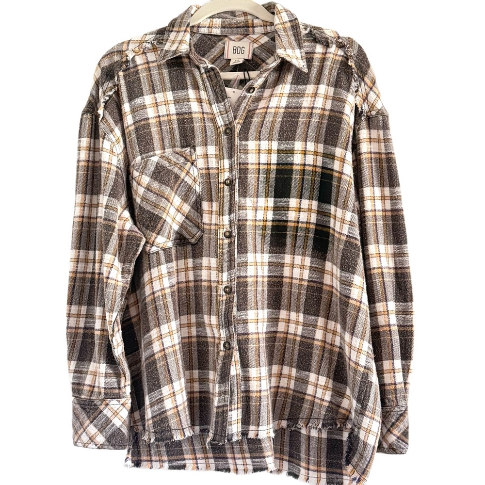 BDG Urban Outfitters Plaid Oversized Crop Shirt Small - Picture 3 of 12